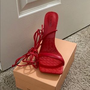 Red Lace up heels